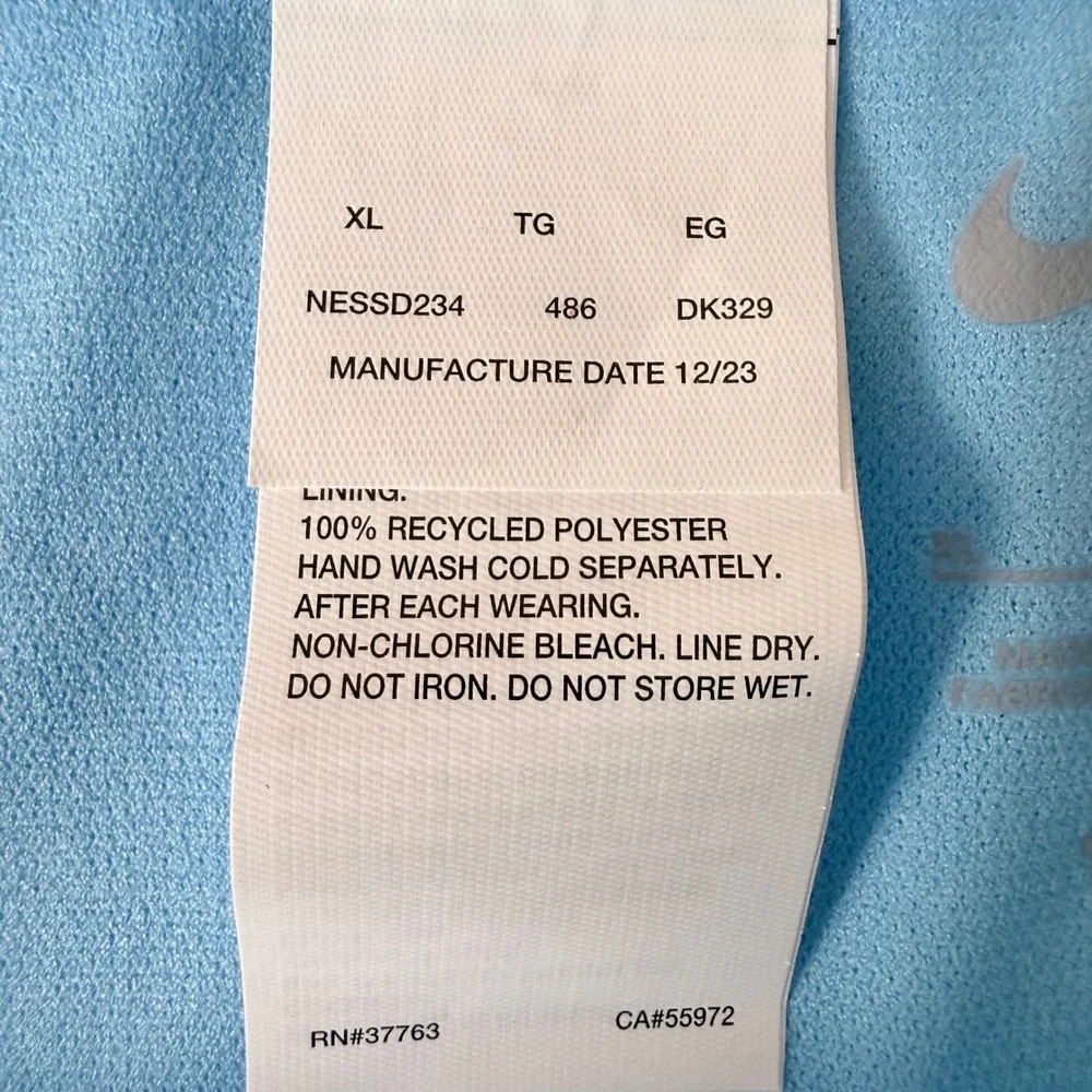 Nike‎ Swim Womens High Waist Bikini Bottoms Light Blue Textured NESSD234 XL NEW